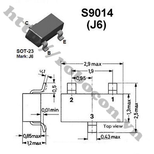 Sơ Đồ Chân Transistor Dán S9014 J6 Kênh NPN 40V 0.5A SOT-23 SMD