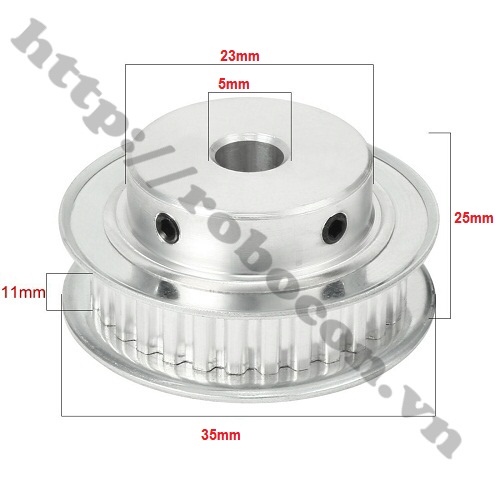 PKK246 Pulley Bánh Răng Nhôm 20XL5 20 Răng-XL- Trục 5mm
