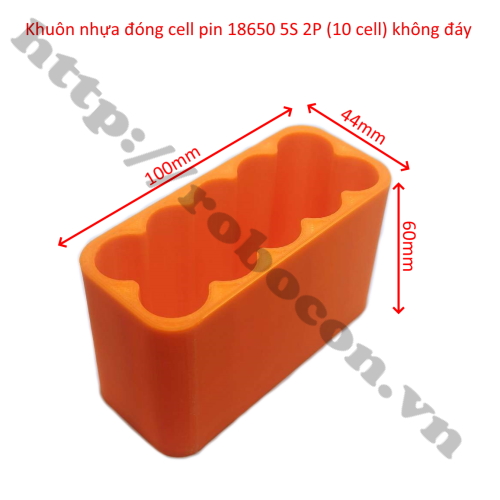 PPKP226 khuôn nhựa đóng cell pin 18650 5S 2P (10 Cell) không đáy