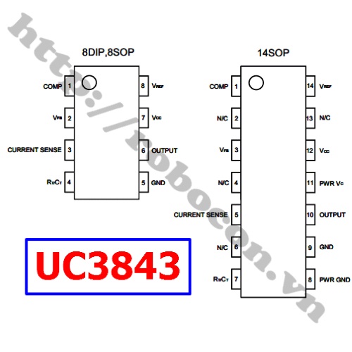 IC72 IC Tạo Giao Động 8 Chân UC3843B DIP8, IC Nguồn Switching Chính Hãng