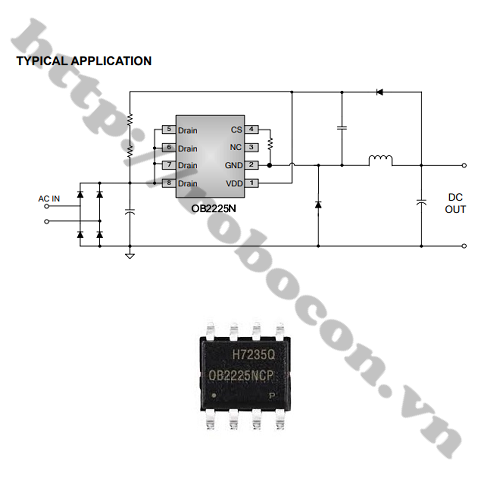 IC Nguồn OB2225NCP SOP-8 chính hãng