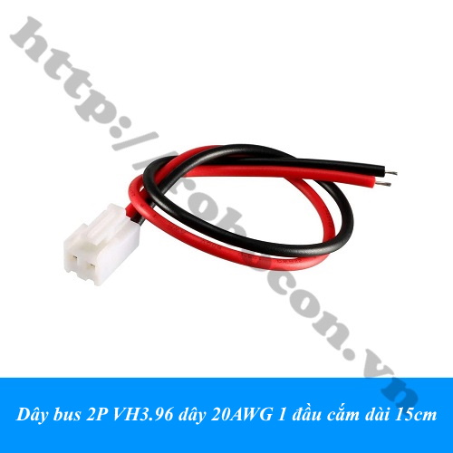 Dây bus 2P VH3.96 dây 20AWG 1 đầu cắm dài 15cm 