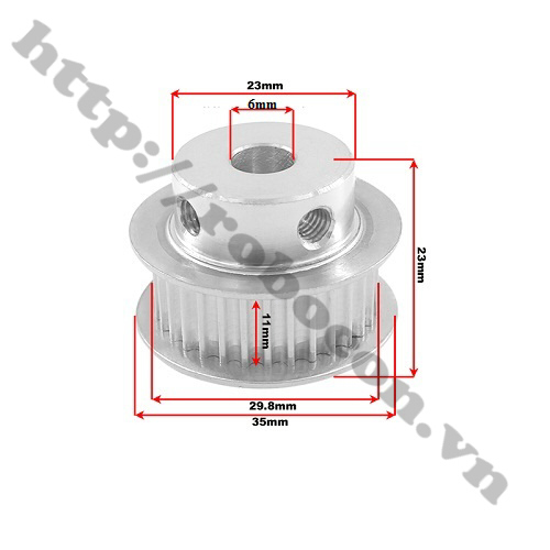 Pulley Bánh Răng Nhôm 20XL6 20 Răng-XL- Trục 6mm 