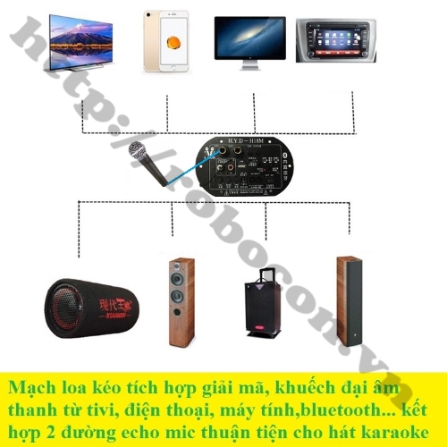 Mạch Loa Kéo Tích Hợp USB-TF Lossless, Bluetooth, Micro Karaoke 