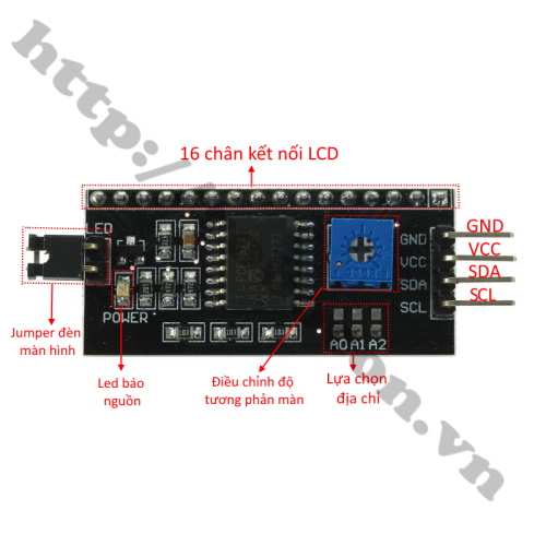 Module Mạch Chuyển Đổi Giao Tiếp I2C Cho Màn Hình LCD1602, LCD1604, LCD2004