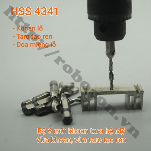 Bộ 6 Mũi Khoan Taro HSS Tạo Ren Cao Cấp