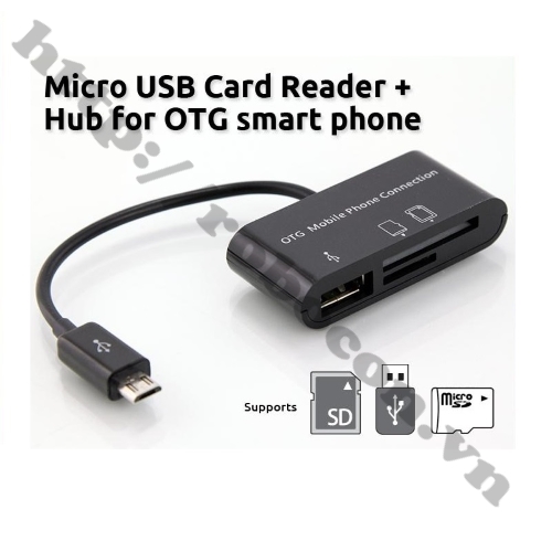 Đầu Đọc Thẻ Kiêm Cáp OTG USB Cổng Micro USB SG007
