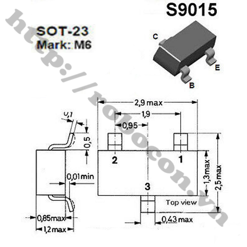 Kích Thước Chân Transistor Dán S9015 M6 Kênh PNP 40V 0.5A SMD SOT-23