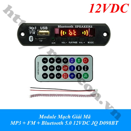 Module Mạch Giải Mã MP3 + FM + Bluetooth 5.0 12VDC JQ D098BT