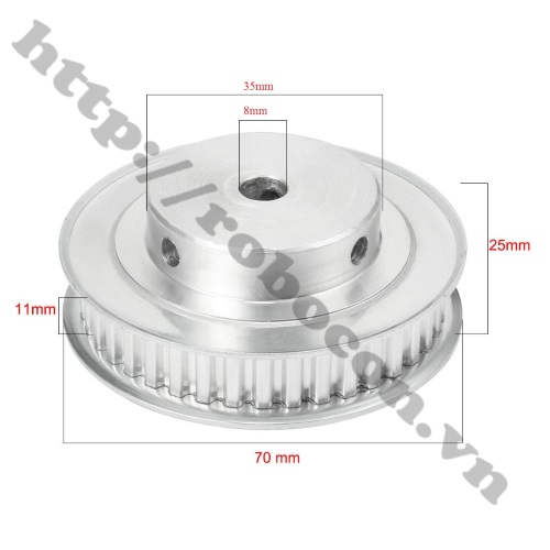 PKK526 Pulley Bánh Răng Nhôm 40XL8 40 Răng- XL- Trục 8mm