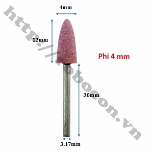 PKK222 Đá Mài Hồng Trục 3,17 Đầu Nón Phi 4mm