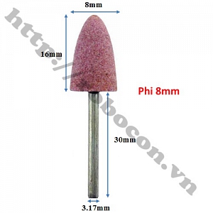PKK224 Đá Mài Hồng Trục 3,17 Đầu Nón Phi 8mm