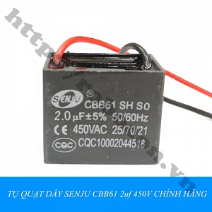  TD167 TỤ QUẠT DÂY SENJU CBB61 2uf 450V CHÍNH HÃNG