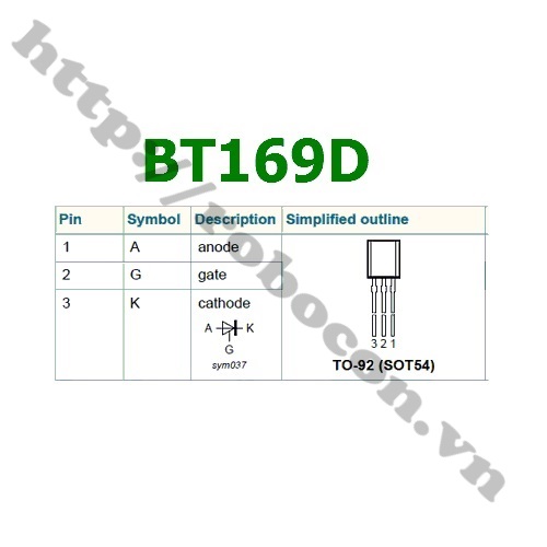 TTD19 Thyristor BT169D 600V 1A TO – 92