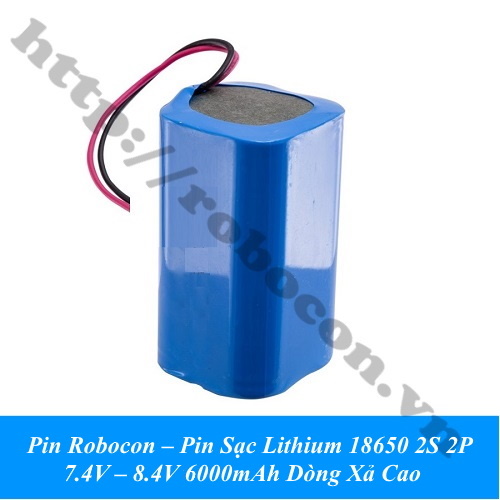 Pin Robocon – Pin Sạc Lithium 18650 2S 2P 7.4V – 8.4V 6000mAh Dòng Xả Cao