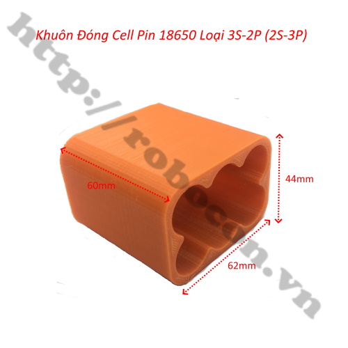 PPKP224 Khuôn Nhựa Đóng Cell Pin 18650 3S 2P (6 Cell) Không Đáy