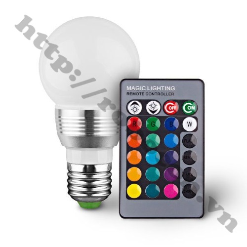 SPCN5 Bóng đèn LED đổi màu có điều khiển từ xa RGBLED-A50 - 3W