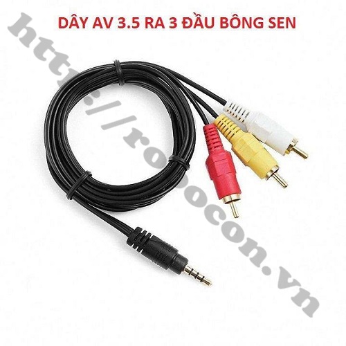 PKAT43 Dây 1 đầu AV mini 3,5 ra 3 đầu AV đực