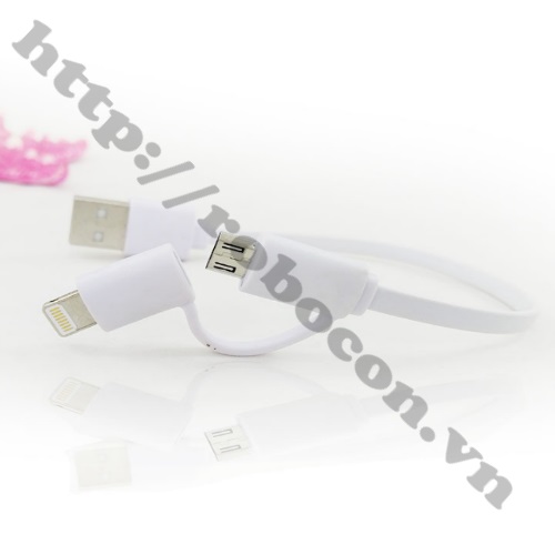 Dây cáp 2 cổng Micro USB và Apple Lightnight dài 20cm