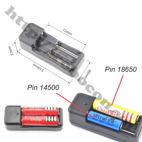 Sạc 2 Pin Lithium 3.7V 14500-16340-18650