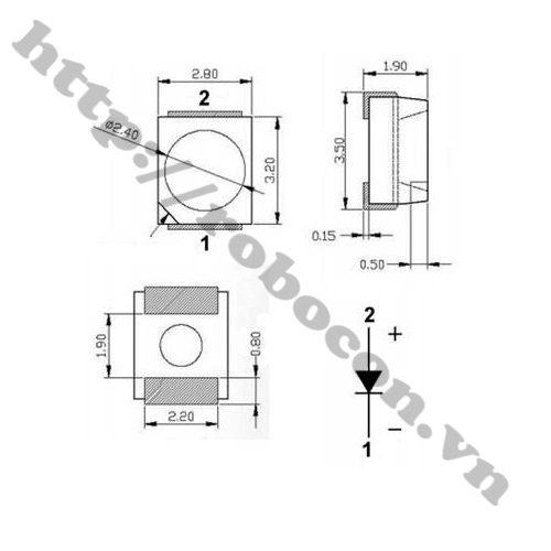 kích thước Led Dán SMD 3528 Màu Đỏ