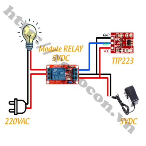 Ứng dụng module cảm biến 1 chạm TTP223 mini đỏ