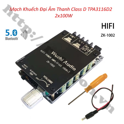 Mạch Khuếch Đại Âm Thanh Bluetooth 5.0 Class D TPA3116D2 2x100W (ZK-1002 HIFI)