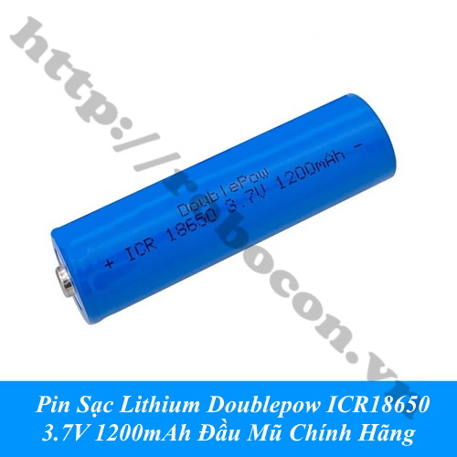Pin Sạc Lithium Doublepow ICR18650 3.7V 1200mAh Đầu Mũ Chính Hãng