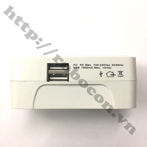 PKK183 Ổ cắm đa năng 2 cổng USB 6A x 250V