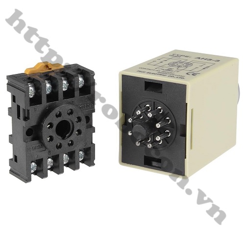 Relay Thời Gian, Rơ Le Tạo Trễ AH3-3 12VDC 60 Giây Kèm Chân Đế 