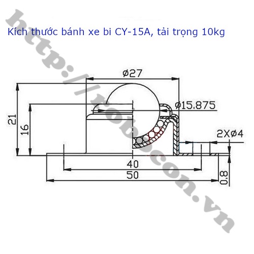 Vòng bi đa hướng, Bánh Xe Chuyển Động CY 15A 