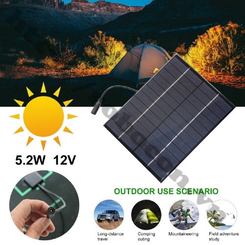 Tấm Pin Năng Lượng Mặt Trời 12V 5.2W sử dụng tiện dụng cho đi phượt   