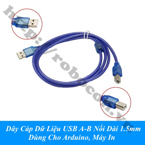 Dây Cáp Dữ Liệu USB A-B Nối Dài 1.5mm Dùng Cho Arduino, Máy In 