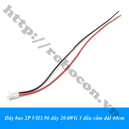 Dây bus 2P VH3.96 dây 20AWG 1 đầu cắm dài 15cm 