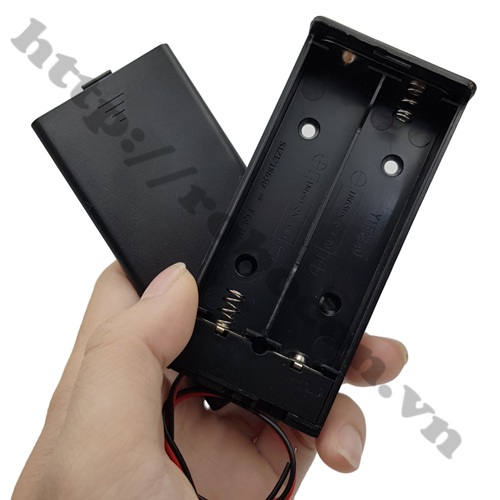 Hộp Pin 18650 2 Cell C&oacute; Nắp V&agrave; C&ocirc;ng Tắc
