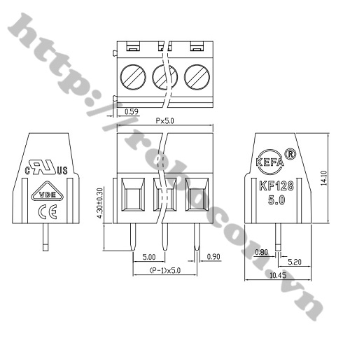 Domino 3- Nối Nguồn 3 Chân -Terminal 3 KF301-3P