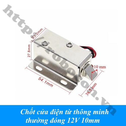 Chốt cửa điện từ thông minh thường đóng 12V 3.5A 10mm