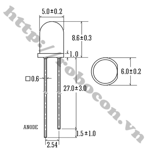 Bóng LED UV 5mm 