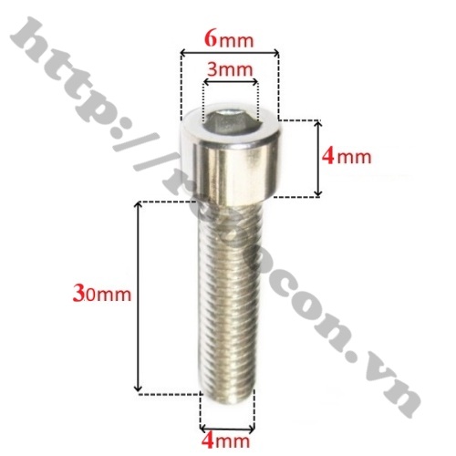 Bộ 10 Bulong Lục Giác Chìm M4 34mm Đầu Trụ Inox Bộ 10 Bulong Lục Giác Chìm M4 34mm Đầu Trụ Inox