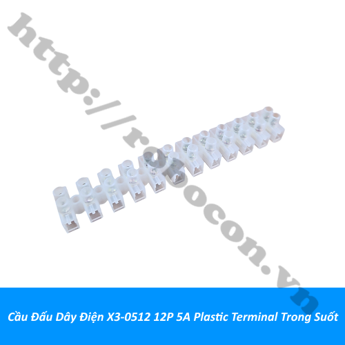 Cầu Đấu Dây Điện X3-0512 12P 5A Plastic Terminal Trong Suốt 