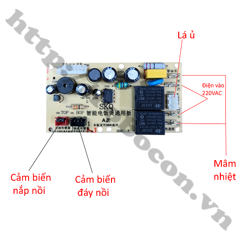 Module Bo Mạch Đa Năng 6 Phím Dành Cho Nồi Cơm Điện Tử Phím Cơ 2 Relay 