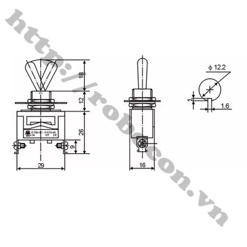 Công Tắc Hai Vị Trí Gạt E-TEN1021 250V 15A 