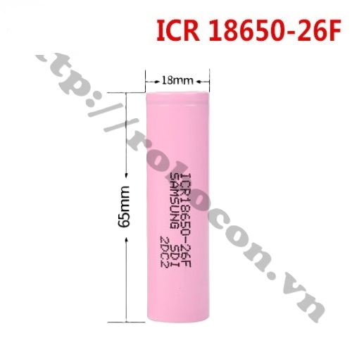 Pin ICR18650 26F 2600mAh Dòng Xả 10A Chính Hãng