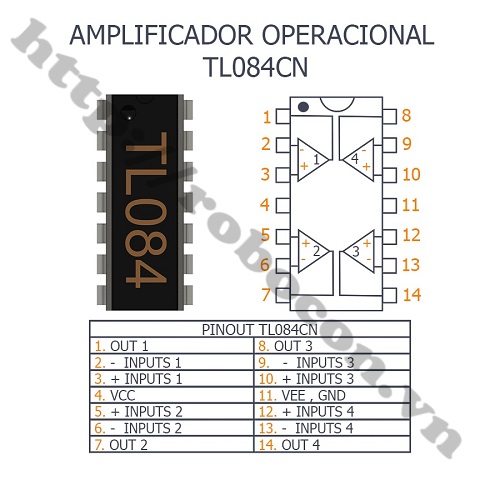 IC Khuếch Đại TL084 TL084CN DIP-14 Chân Cắm Chính Hãng 