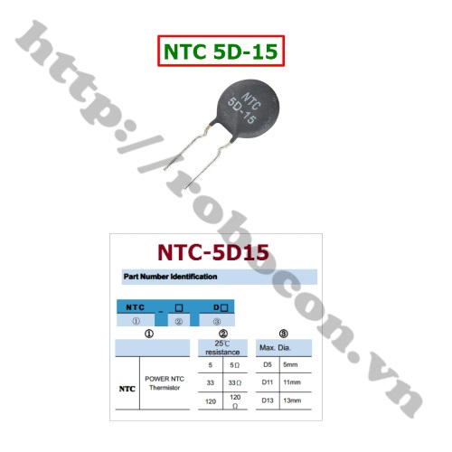 Điện trở nhiệt NTC 5D-15