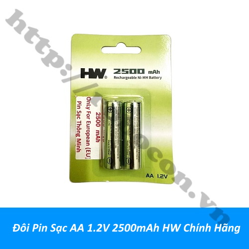 Đôi Pin Sạc AA 1.2V 2500mAh HW Chính Hãng 