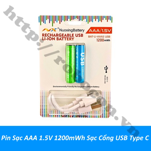 Pin Sạc AAA 1.5V 1200mWh Sạc Cổng USB Type C 
