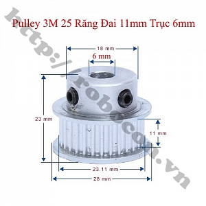  PKK1009 Pulley Bánh Răng Nhôm 3M25 25 ...