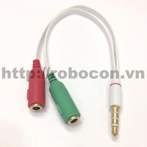  PKAT15 Dây 3,5mm Audio Ra 2-Mic + Tai Nghe 