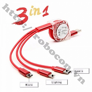 CO126 Cáp Sạc Dây Rút 3 Đầu ...
